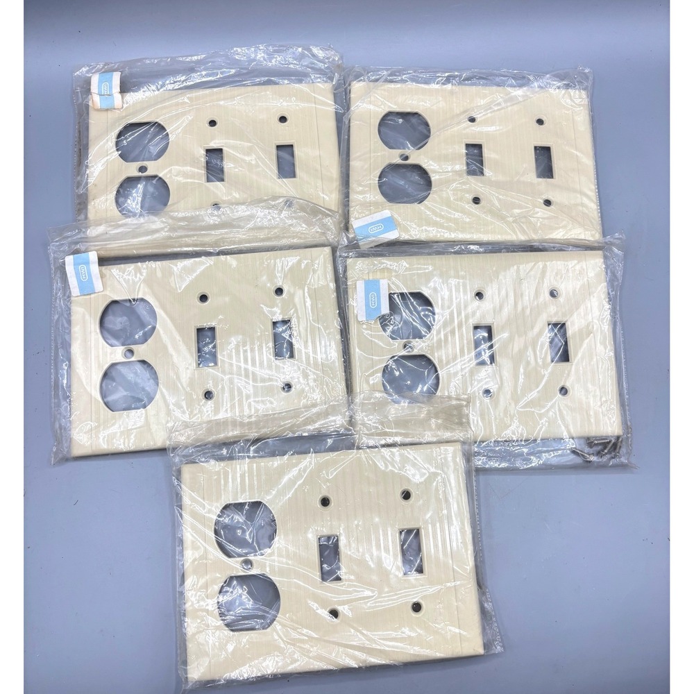 Reliance 5 Pack Triple Gang Wall Plate 1 Duplex‎ 2 Toggle Switch Cover Cream